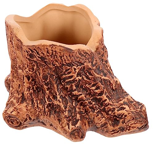 YOSADIER Pot Imitation Tronc Arbre pour Plante Succulente Pot De Plante Céramique pour Intérieur Et Extérieur Original