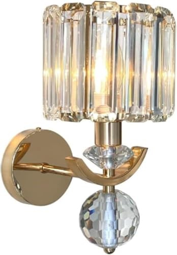 CVNIMV Applique da Parete in Cristallo con Base E14/E12 montata su palo, Lampada da Interno per Soggiorno, Camera da Letto (Un Colore)