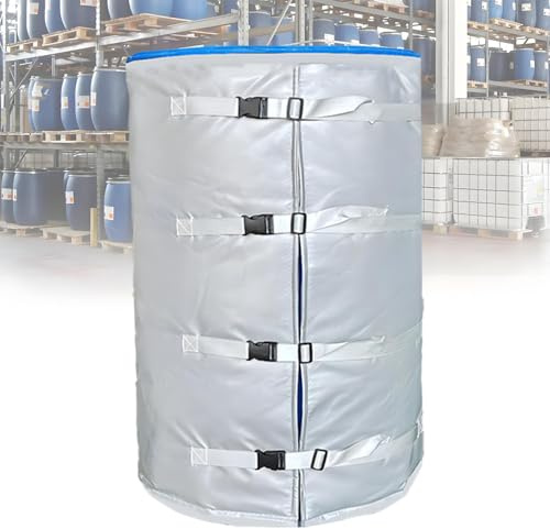 COAKUE Oil Barrel Heating Blanket,200L/1000L IBC Ton Barrel Heater,Waterproof Silicone Cloth,Efficiency Grease Keg Heater,with Temperature Controller 0~120℃/0~150℃ 200L150°-GRAY
