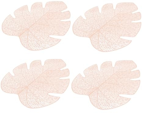 STOBAZA Tovagliette Isolanti dal Calore in Pvc 4 Pezzi a Forma di Foglia di Palma e Decorativi Eleganti e Resistenti per Cucina e Sala da Pranzo