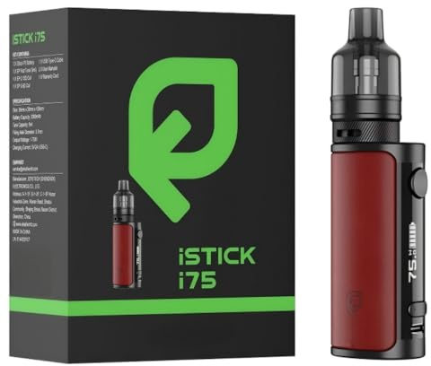 For Eleaf Kit iStick i75 Mod Box 75 W Vape (Rojo) Batería 3000 mAh Incluye 5 ml Atomizador EP Pod Tank Resistencia EP Coil 0,15 Ω/0,6 Ω MTL/DTL | Modos VW/VV Vaporizador Original - No Nicotine