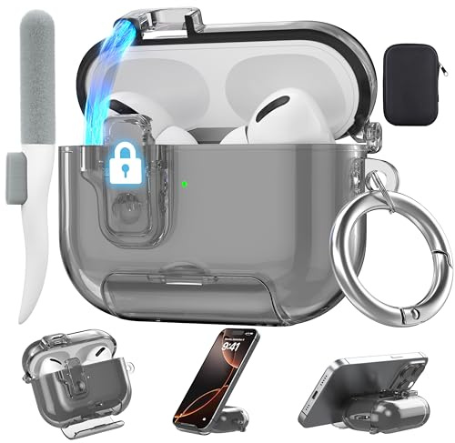 Valkit kompatibel mit transparenten Apple-Airpods-Pro-3-Hüllen, Schloss 2025, Damen, weiche TPU-Transparenz, Air Pods, Pro, 3. Generation, iPod-Pro-3-Ohrhörer-Hülle, Schlüsselanhänger für