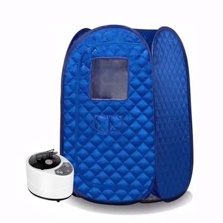 Bärbar ångbastu Helkroppspersonligt hemspa hopfällbart bastutält med 2L & 900W ånggenerator(Blue Set)