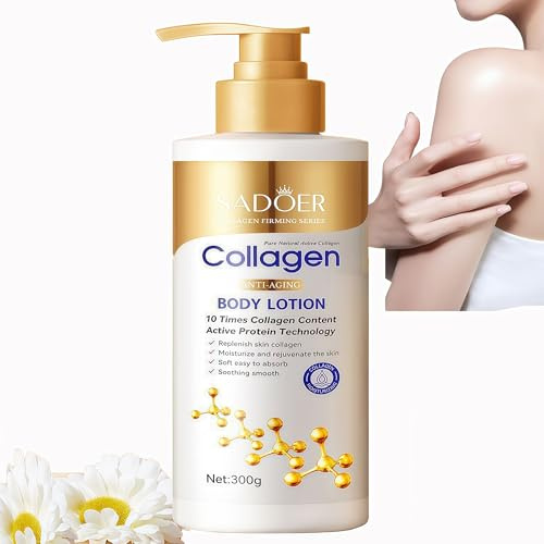 SDSM Lotion pour le corps au parfum pour peaux très sèches, au collagène, soin hydratant pour le corps, soin anti-âge pour la peau en profondeur, soulage les démangeaisons, pour réparer les peaux