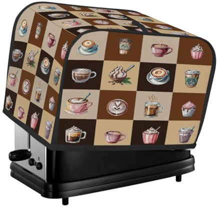 Coffee Cake Food Pattern Toaster Cover 4 Slice Wide Slot Washable Appliance Covers Fingerprint Bread Maker Bag Dust Protection Bread Machine Covers Kitchen Accessories For Women Men Gifts