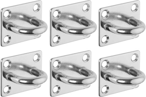 SOTECH Ensemble de montage à œillets 6 pièces, 50 x 40 mm, plaque d'ancrage en acier inox SS304 V2A, œillets de plafond pour auvents, sacs de sable, poulies de corde et bien plus encore.