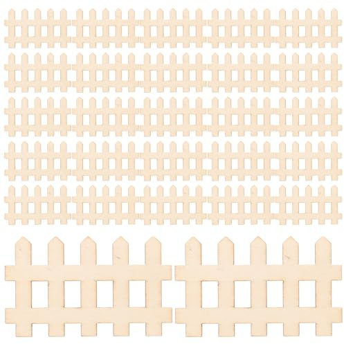 YARNOW 100pcs Miniature Wooden Fence 4.9x3.0cm Mini Wood Picket Fence Garden Lawn Decor Photo Prop for Fairy Garden Terrarium Micro Landscape