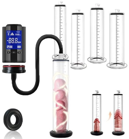 TCSKIOS Electric Vacuum Pump Penis Enlarge with Automatic Circulating & 6 Suction Intensities & LCD Display, Pressure Gauge Pumps & Enlargers Sex Toys for Men Stronger Bigger Erections (9 * 2.5 inch)