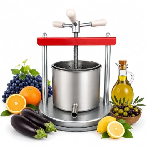 Torchio Manuale Acciaio inox 430 Made in italy Pressa Manuale Torchietto Premitutto Spremitutto Spremiagrumi Manuale Adatto per Melanzane Uva Frutta Verdura (Medio)