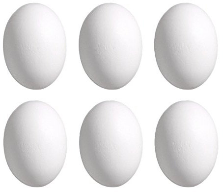 Andux di Pasqua Uova di Legno Falso Uova Confezione da 6, i Bambini Giocano Cucina Decorazioni pasquali Bianca MZJJD-01