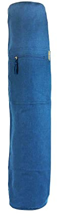 Yoga Mad unisex jute bomullsmatta yogaväska, mörkblå, 63 x 14,5 cm