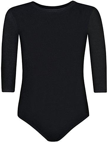 Assoluta Mädchen Kinder 3/4 Arm Gymnastikanzug Ballettbody di Cotone