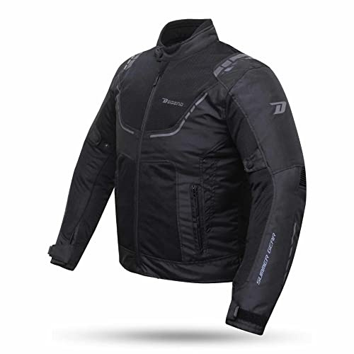 DEGEND BREEZE EVO | Motorcykeljacka Man med skydd - Vattentät ventilerande jacka med ventilation - Motorcykelkläder - Motorcykeljacka - Storlekar (S-6XL), Svart, M