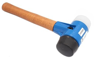 BSD Mazo Profesional de Doble Cara 3.2kg 80mm - Goma + Nylon - Mazo con Mango de Madera, Mazo de Goma Pesado