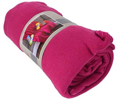 Marabella Fleecedecke Polarfleece versch. Unifarben 130x170cm Wohndecke Schlafdecke Decke, Farbe:pink