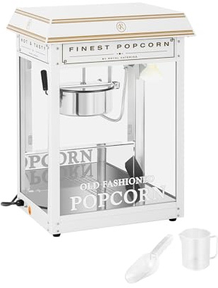 Royal Catering Retro Popcornmaschine 1500 W 5 kg/h golden & weiß Popcornmaker