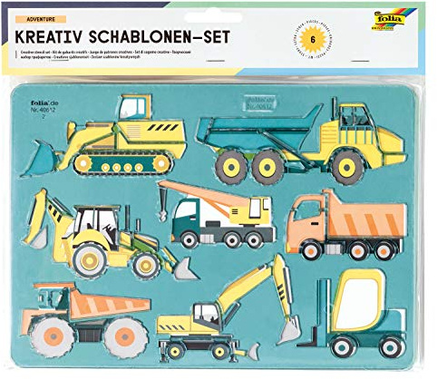 folia 40612 Creative Stencils Adventure, 6 Stencils Including Colouring Templates, for Painting Adventurous Events, Easy to Use with Colouring Pencils, Felt Tip Pens and Markers