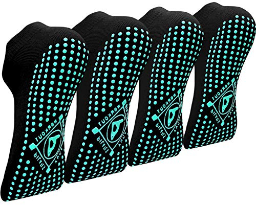 ELUTONG Yoga Socken Anti-Rutsch-Socken (4 Paare) für Damen Pilates, Barre, Tanz, Ballett, Kampfsport, Trampolin, Yoga，Fitness, Krankenhaus, Reha, Heim- und Körperbalance EU 35-40