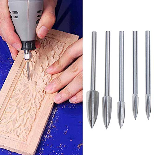 5 stück Holz Schnitzmesser Set, Holzschnitzerei Und Gravur Bohrer zum Holz Schnitzen, Schleifen, Gravieren passend für Dremel Multifunktionswerkzeug