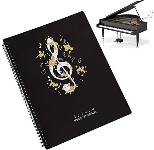 Notenmappe A4, Notenordner, Musikmappe für Noten 30 Taschen Clef, Wasserdicht Chorfolder für Musiker Band Kunstmappe Music Note Kirchenchor - Papier Noten Schützen-Weiße Melodie