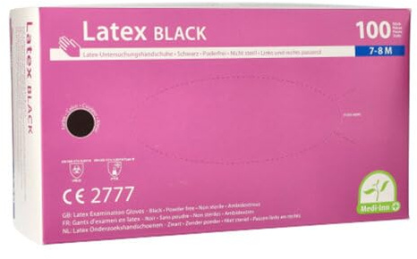 Medi-Inn Latex Black Einmalhandschuhe schwarz puderfrei (Größe M, 100 Stück)