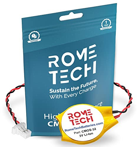 Rome Tech CR1616 CMOS Battery for Samsung Chromebook 3 XE303C12 / Series 5 NP510R5E- Laptop Backup BIOS RTC 3V CR 1616 Battery with 2 Wire Long Cable and Connector