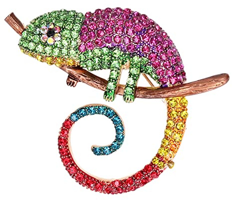 Buachois Broschen für Frauen mit Kristall, Bunte Eidechsen Pins, Kristall Einbettungs Brosche, Glück Attraktiver Schmuck Auffällige Party Rock Accessoires, für Lady Party Dekorativer Schmuck