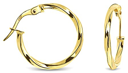 MIORE Schmuck, Ohrringe Gold 585 14 Kt Gelbgold, goldene Creolen Damen, runde Hoops Ohrringe Damen, Ohrschmuck