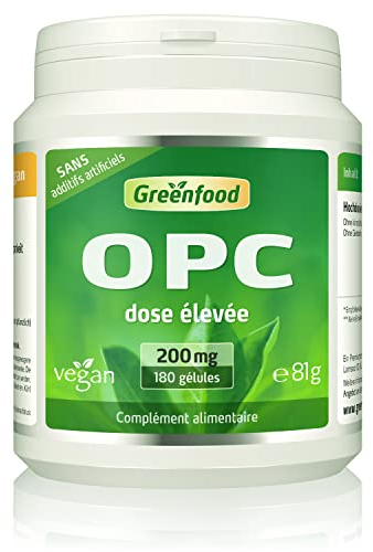 Greenfood OPC, 200 mg, dose élevée, 180 gélules -Sans additifs artificiels. Vegan.