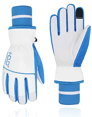 HANDLANDY Gants de ski imperméables pour homme et femme, gants d'hiver antidérapants pour écran tactile, gants chauds isolés Thinsulate 3M (bleu, L)