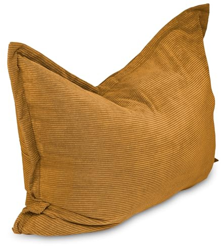 chilly pilley® Pouf Géant L XL XXL Velours Côtelé - Déhoussable - Rembourré - Doux Pouf Salon, Chambre, Enfants & Adultes 100x155 Miel