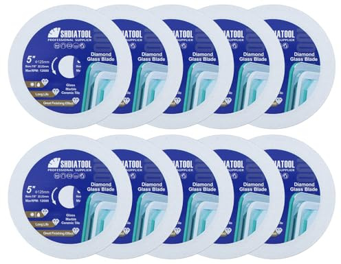 SHDIATOOL Disque à tronçonner le verre 125mm, disque à tronçonner ultra-fin pour le carrelage en céramique et le marbre 125mm (10 par paquet)