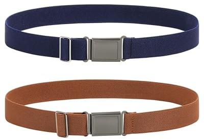 Kajeer 2 Stück Kinder Gürtel Elastische Gürtel für Jungen – Verstellbare Jungengürtel für Schuluniformen Jeans Hosen mit Hängender Schnalle