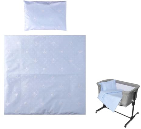 Lorelli Babybettwäsche-Set Eva 5-tlg Decke 75 x 75 cm, Kissen 29 x 42 cm, Bezüge, Farbe:hellblau