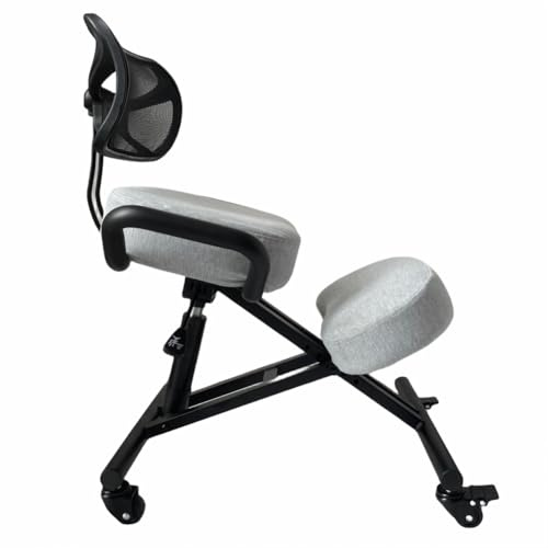 BLACK POINT Ergonomischer Kniestuhl O'KNEEL für Zuhause und Büro (Enthalten ist EIN Hellgrau Leinenbezug) bürostuhl ergonomisch