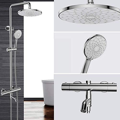 XSMYdpuk Thermostatic Mixer Shower, 3-Function Storage Thermostatic Showers, Shower System with Rainfall Shower And Handheld Shower, Adjustable Shower Set,Electric water heater
