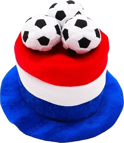 Toyland® Olanda Cappello a cilindro da tifoso di flag football con palloni da football in 3D - Feste e celebrazioni a tema Coppa del Mondo ed Europei in maschera - 10 paesi tra cui scegliere