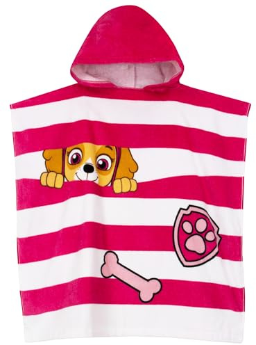 PAW PATROL Handtuch Kapuzen | Poncho Handtuch Skye | Poncho Badetuch | Einheitsgröße Rosa, pppo2342