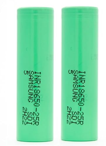 Baterías de Litio Pilas Recargables 2500mAh - 20A - 3,7v | Parte Superior Plana - Positivo Plano | - linternas, mandos, videoportero con Funda Protectora plástica (2 Celdas 18650 Flat Top)