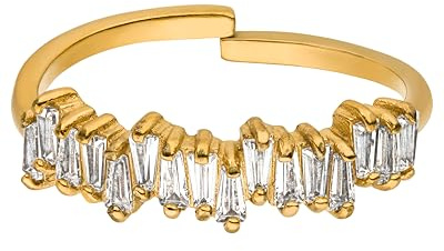 Purelei Powder Ring (Gold, Silber), Damen Ring Silber 18K vergoldet, Wasserfester Ring mit asymmetrischen Schmucksteinen, größenverstellbar, Geschenk für Damen