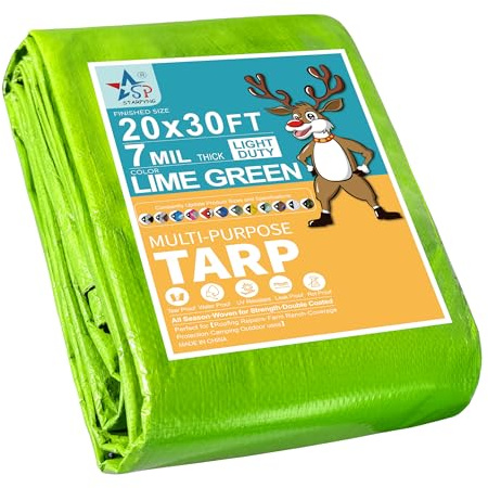 7 Mil Lime Green 20x30 Feet Tarp -Multifuctional Poly Tarp - Cover,Waterproof, UV Resistant, Weather Resistant
