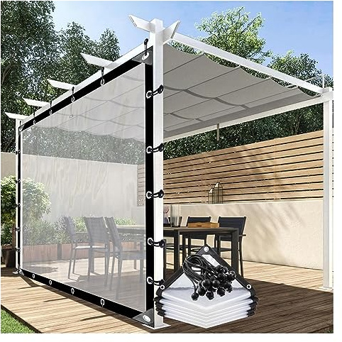 Tenda per pergola in plastica trasparente con bordi rinforzati, pannello laterale personalizzabile per giardino, patio, veranda, soluzione ombreggiante esterna resistente alle intemperie