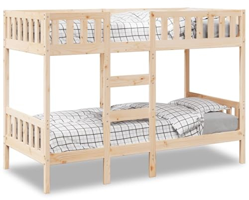 Homgoday Etagenbett Jugendbett Stockbett Einzelbetten Hochbett mit Rausfallschutz und Lattenrost Funktionsbett Kinderbett 80x200 cm Massivholz Kiefer