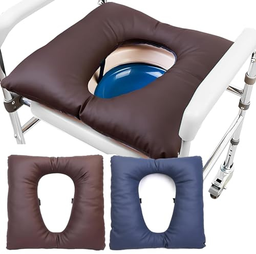 Mamba Travel Anti-Dekubitus-Patienten-Kissen Mit Loch, PU Duschstuhl Sitzkissen Druckentlastungskissen Für Den Toilettensitz Waschbare Matte Für Toilettenstuhl Rollstühle Steibbe,brown-42 * 42 * 8CM