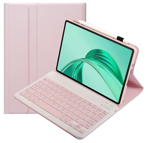 leleyo Coque Clavier pour Honor Pad X8a/X8b 11,Rose | Étui clavier magnétique amovible sans fil stand QWERTY