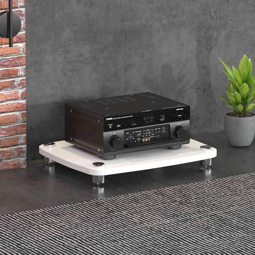 SFJATTA Tocadiscos de Vinilo Stand, Mueble Equipo HiFi, Estante De Almacenamiento De Componentes Estéreo, for Tocadiscos Soporte De MDF Estante De Audio(Creamy White,60 * 48 * 10cm)