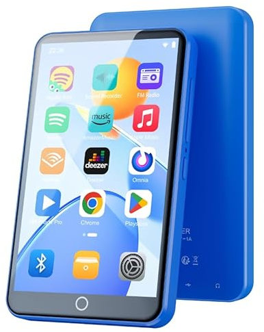 Fanvace 80GB MP3 Player with Bluetooth WiFi, 2000mAh MP3 Player with Spotify, MP4 Player with 4 Full Touch Screen, Android MP4 Player with Spotify, Amazon Music, Play Store (Navy)