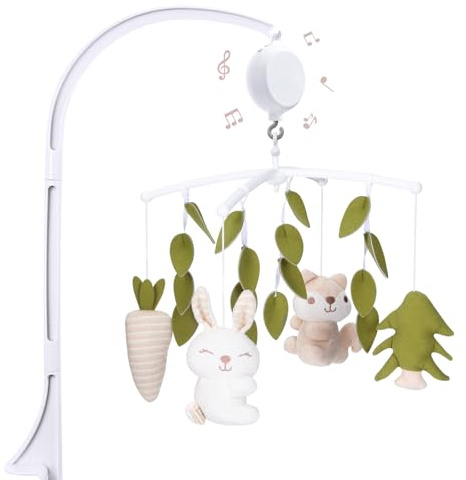 COTTONBEBE Mobile Baby,Baby Spieluhr mit 35 Musik,Einstellbare Lautstärke,Einfach anzubringen,Stoppt nach 30 Minuten automatisch,Perfekte Geschenk Für Jungen und Mädchen(Wald)