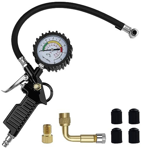 Baxcdyswe Manometro Pressione Gomme Professionale, 220 PSI Pistola Gonfiaggio Pneumatici e Compressore, Digitale Aria Gonfiare Misuratore Adatto per Auto, Biciclette, Moto, Camion, Ecc.
