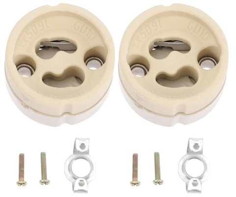 Tofficu 2 Pack Gu10 Light Bulb Socket with Bracket Ceiling Lamp Holder for Chandelier Wall Fixtures and DIY Lighting Projects